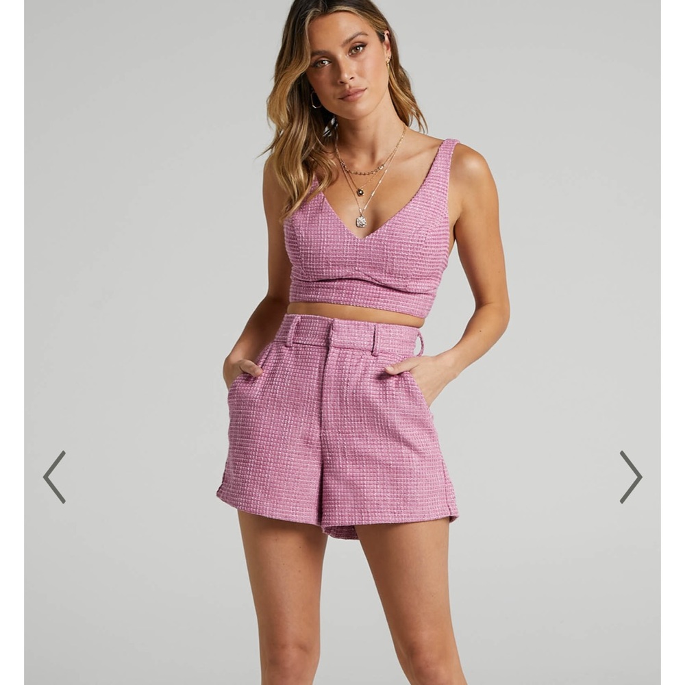 Showpo: MELBOURNE TWILL TWO PIECE SHORT SET IN PINK